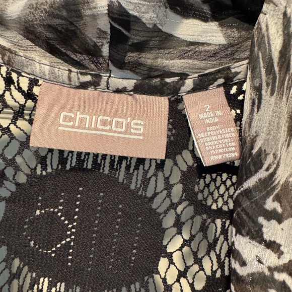 Chico's Black and White Lace Detail Vest Kimono Size 2 - Picture 2 of 7
